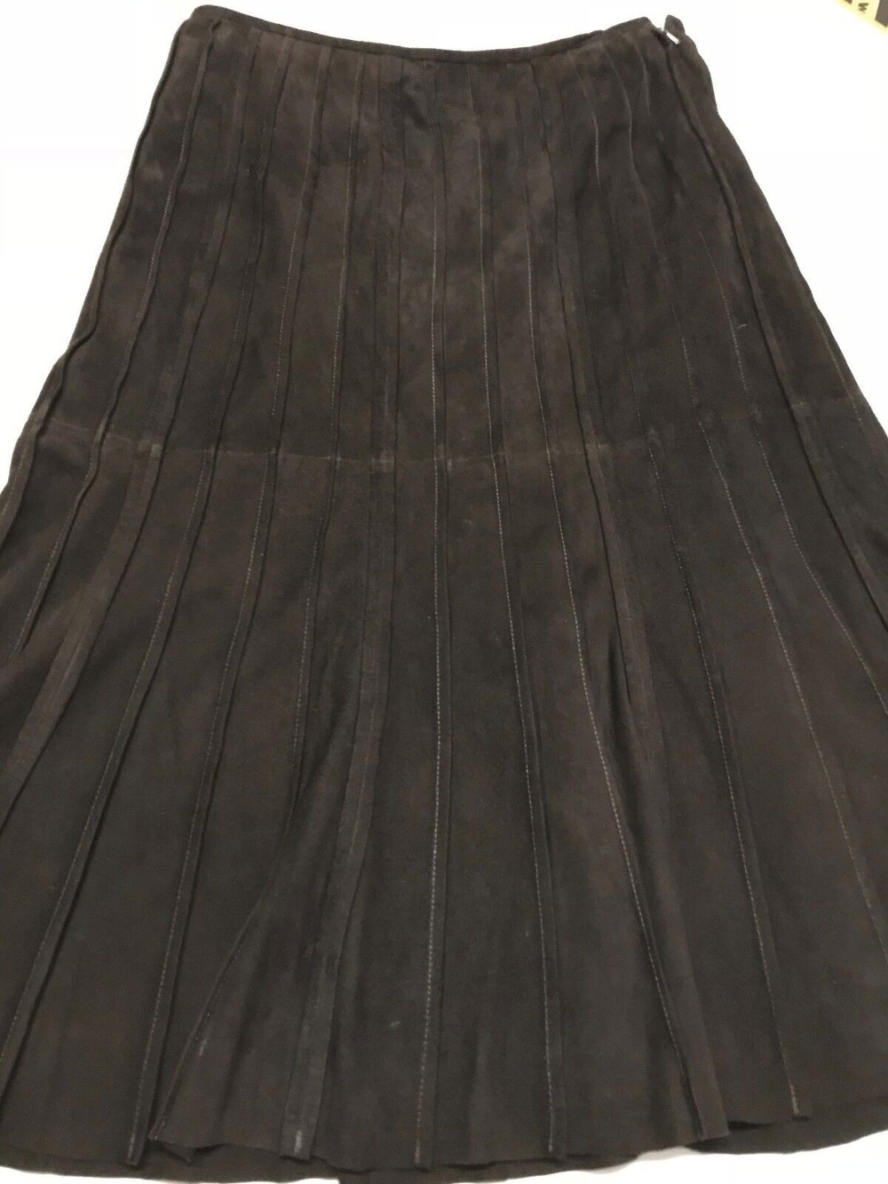 Lafayette 148 New York Women's Skirt Brown Suede Size 8